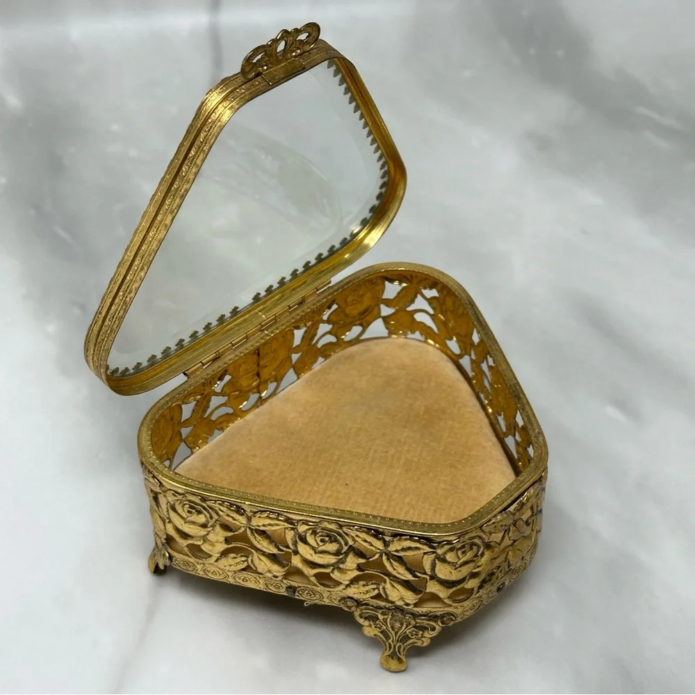 Vintage Ormolu Jewelry Casket Box